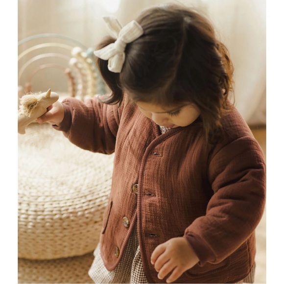 Quincy Mae Other - Quincy Mae Plum Quilted V-Neck Button Jacket